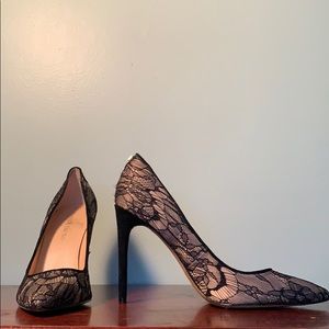 Ivanka Trump black and nude lace pumps